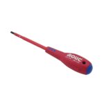 مفك عادي احمر كبير غاز كهرباء INSULATED FLAT SCREWDRIVER ROLIC 1000V SL5×125MM V86155BU RED